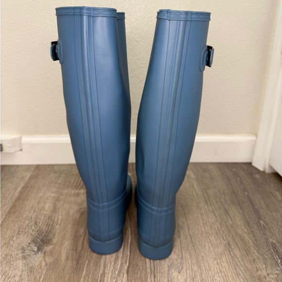 Hunter Blue Tall Matte Rubber Rain Boots Size 5 - Picture 3 of 10